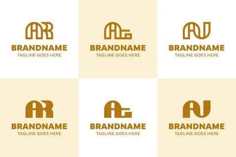 Letters AR AT AU Monogram Logo Set, for RA TA UA initials Brand Stock Illustration