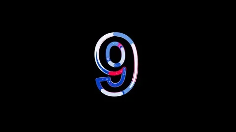 Letters are collected in arabic numerals 9, then scattered into strips. Bright Stock Footage 84585657