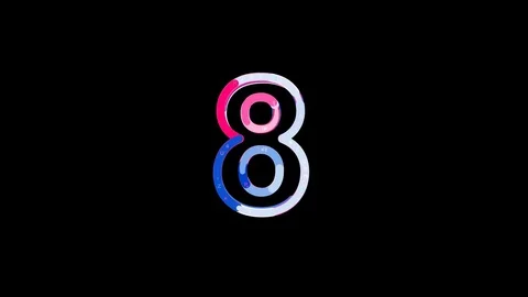 Letters are collected in arabic numerals 8, then scattered into strips. Bright Stock Footage 84585693