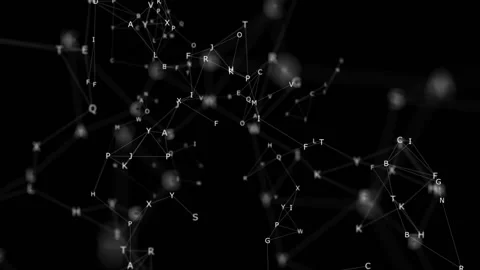 Letters are lined up in words alternately connecting with each other lines Stock Footage 97784752