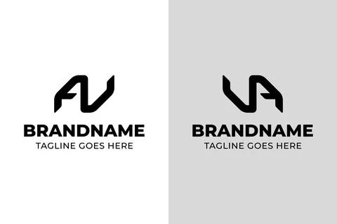 Letters AV or NA Monogram Logo, for AV VA AN NA Initials Brand Stock Illustration
