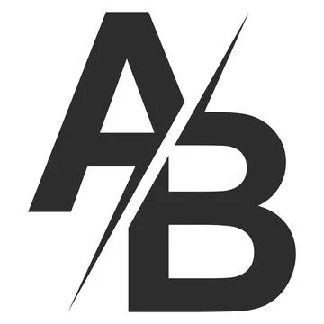 Letters A B ab logo separated diagonally by lightning strike, a versus vs b ab Stock Illustration