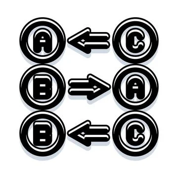 Letters a b c showing flow and process direction イラスト素材