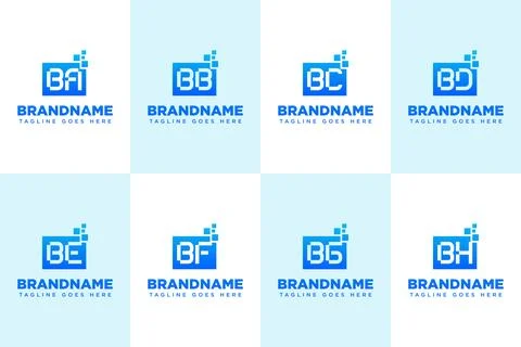 Letters BA BB BC BD BE BF BG BH Data Tech Logo, innovation, and digital sol.. Illustrazione stock