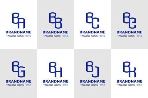 Letters BA BB BC BE BG BH BJ BK Logo Set Modern Monogram イラスト素材