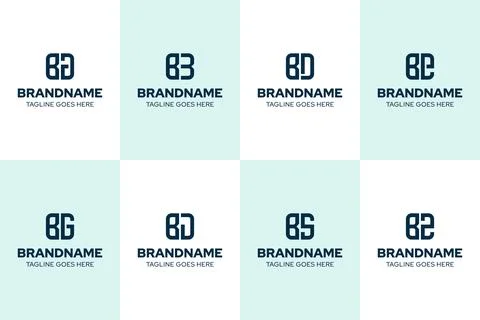 Letters BA BB BD BE BG BJ BS BZ Monogram Logo Set, for AB BB DB EB GB JB SB.. Stock Illustration