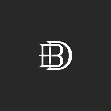 Letters BD logo monogram, hipster mark for wedding invitation, overlapping li Stock Illustration