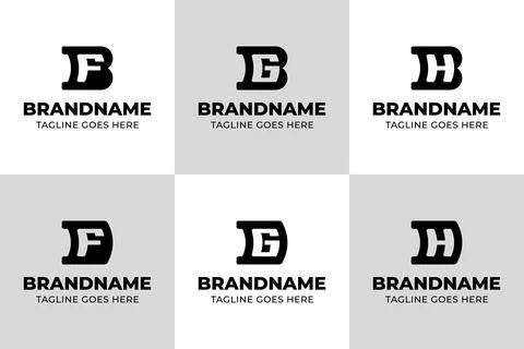 Letters BF BG BH DF DG DH Monogram Logo Set, for FB GB HB FD GD HD Initials.. Stock Illustration