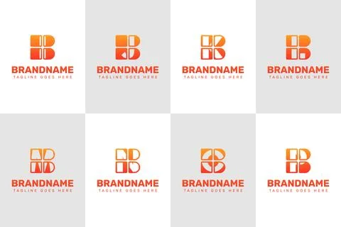 Letters BI BJ BK BL BM BN BO BP Technology Logo Set Stock Illustration