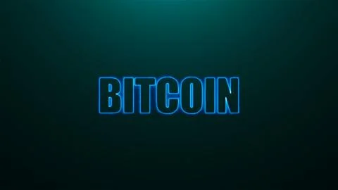 Letters of Bitcoin text on background with top light, 3d render background Stock Illustration