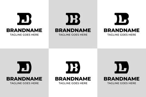 Letters BJ BK BL DJ DK DL Monogram Logo Set, for JB KB LB JD KD LD Initials.. Stock Illustration