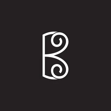 Letters bk loop spiral simple line art logo vector Stock Illustration