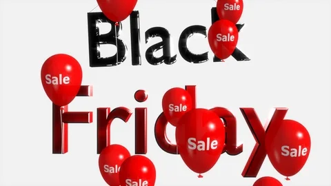 Letters black friday on a white background with red balls sale. Stock Footage 97143524