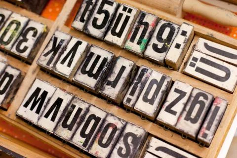Letters in a book printing workshop Stock Photos