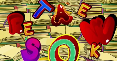 Letters on books comic book pop art background Stock-Footage 273756461