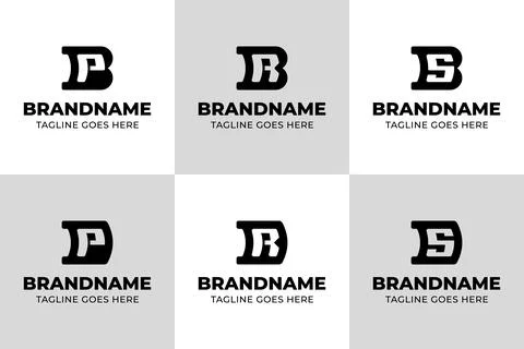 Letters BP BR BS DP DR DS Monogram Logo Set, for PB RB SB PD RD SD Initials.. Stock Illustration