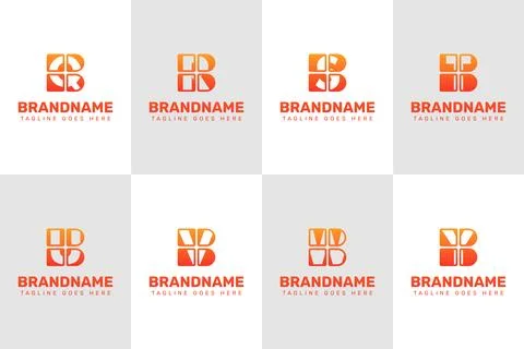 Letters BQ BR BS BT BU BV BW BY Technology Logo Set Stock Illustration