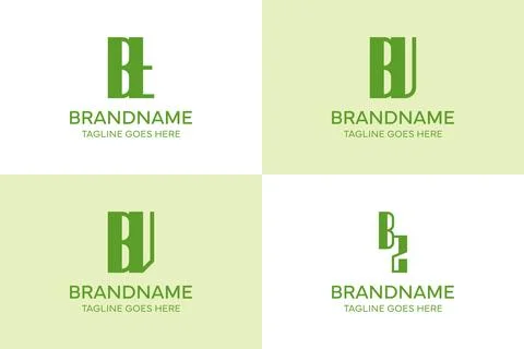 Letters BT BU BV BZ Elegant Monogram Logo Set Stock Illustration