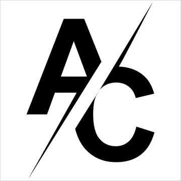 Letters A C ac logo separated diagonally by lightning strike a versus vs c ac Stock Illustration