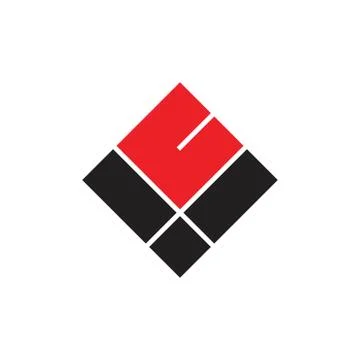 Letters c u simple square geometric logo Stock Illustration