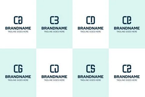 Letters CA CB CD CE CG CJ CS CZ Monogram Logo Set, for AC BC DC EC GC JC SC.. Stock Illustration