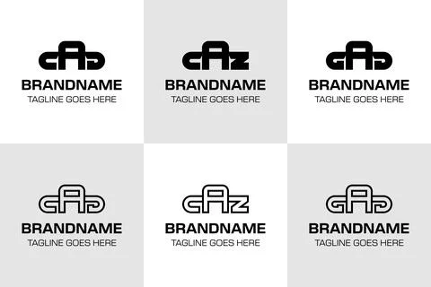 Letters CAD CAZ GAD Monogram Logo Set 库存插图