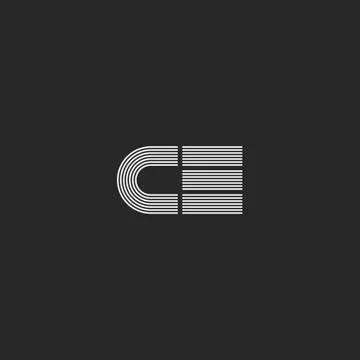 Letters CE or EC logo hipster wedding invitation initials emblem, monogram fo Illustrazione stock