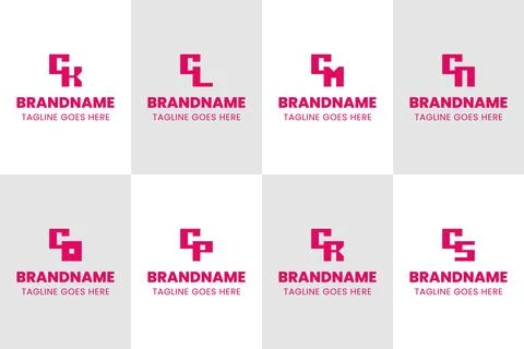 Letters CK CL CM CN CO CP CR CS Monogram Logo, for KC LC MC NC OC PC RC SC .. Illustrazione stock