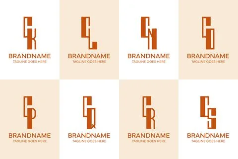 Letters CK CL CN CO CP CQ CR CS Elegant Monogram Logo Set Stock Illustration