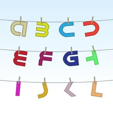 Letters on clothesline Stock Illustration