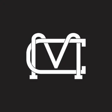 Letters cm simple linked line logo vector Stock Illustration