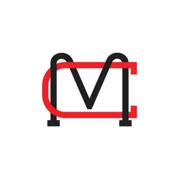 Letters cm simple linked line logo vector Stock Illustration