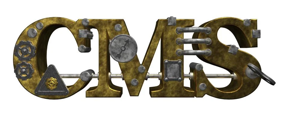 The letters cms in steampunk style - 3d illustration Stock Illustration