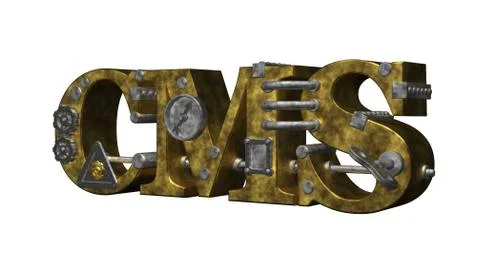The letters cms in steampunk style - 3d illustration Stock Illustration