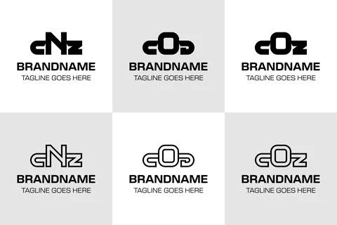 Letters CNZ COD COZ Monogram Logo Set Stock Illustration