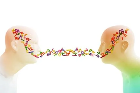 Letters communicating two persons. Stock Illustration