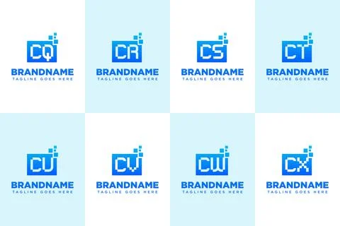 Letters CQ CR CS CT CU CV CW CX Data Tech Logo, innovation, and digital sol.. Illustrazione stock