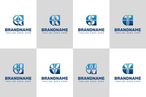 Letters CQ CR CS CT CU CV CW CY Technology Logo Set Stock Illustration