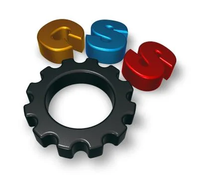Letters css and cogwheel - 3d illustration Stock-Illustration