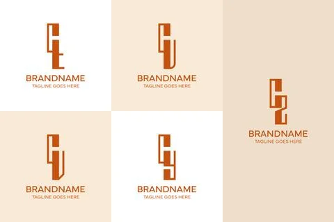 Letters CT CU CV CY CZ Elegant Monogram Logo Set Stock Illustration