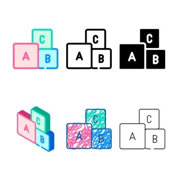 Letters cubes color icon vector diversity color Stock Illustration