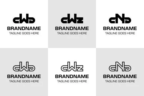 Letters CWD CWZ CND Monogram Logo Set Stock Illustration