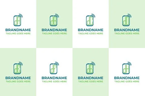 Letters DA DB DC DD DE DF DG DH Smartphone Logo Monogram Stock Illustration