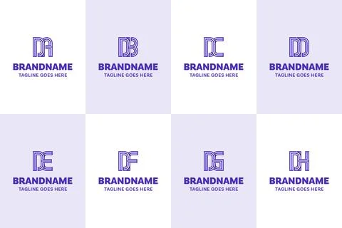 Letters DA DB DC DD DE DF DG DH Line Logo Set, for AD BD CD DD ED FD GD HD .. Ilustração Stock