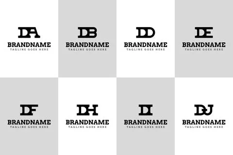 Letters DA DB DD DE DF DH DI DJ Logo Set Monogram Illustrazione stock
