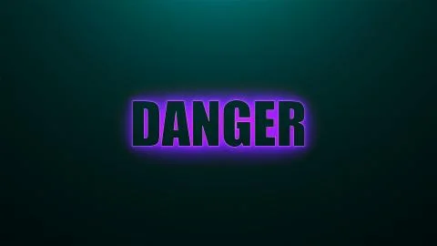 Letters of Danger text on background with top light, 3d render background Stock Illustration