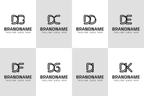 Letters DB DC DD DE DF DG DI DK Monogram Logo, for BD CD DD ED FD GD ID KD .. Stock Illustration