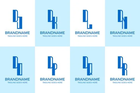 Letters DJ DK DL DN DO DP DQ DR Elegant Monogram Logo Set Stock Illustration