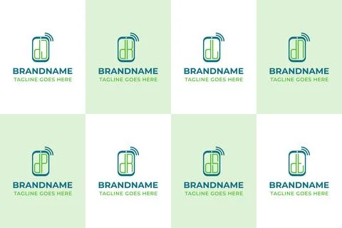 Letters DJ DK DL DN DP DR DS DT Smartphone Logo Monogram Stock Illustration