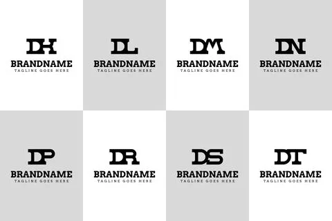 Letters DK DL DM DN DP DR DS DT Logo Set Monogram Illustrazione stock